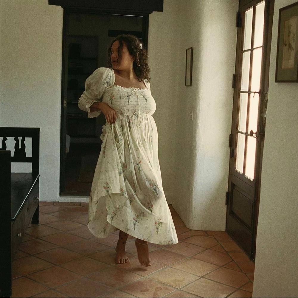 Doen Cream Long Sleeve Bishop Sundress